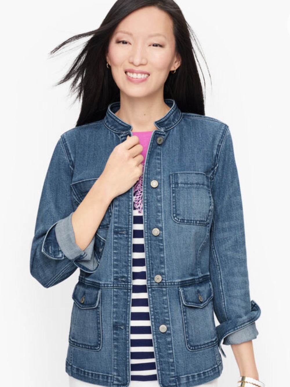 Talbots Women’s Workwear Jean Fitted Blazer Jacket in LIDIA WASH Size P Medium